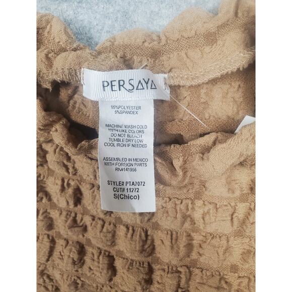 NWT Juniors Persaya S Taupe Short Sleeve Popcorn Top Super Stretchy - Picture 3 of 8